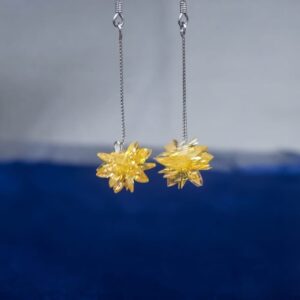Yellow Crystal Star Chain Earrings