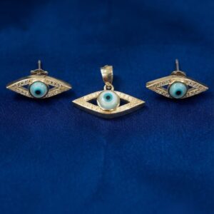 Crystal Evil Eye Pendant & Earrings Set