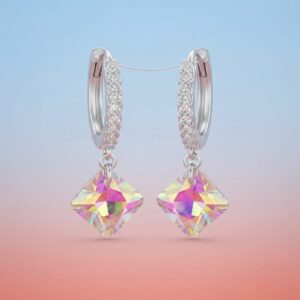 Aurora Crystal Square Hoop Earrings