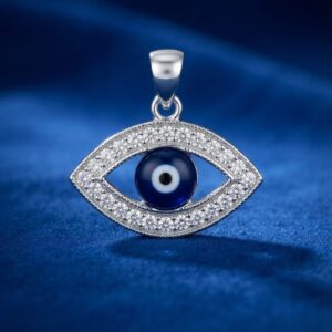 Silver Crystal Evil Eye Pendant