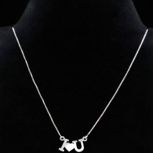 I Love U Silver Pendant Necklace
