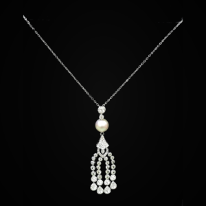 Silver Pearl Drop Crystal Necklace