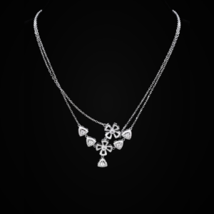 Silver Floral Crystal Layered Necklace