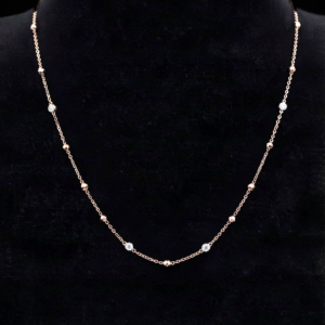 Rose Gold Beaded Chain Necklace