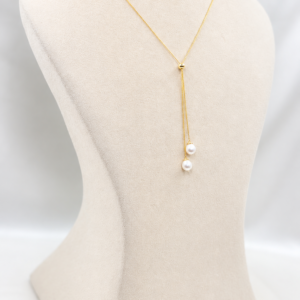 Delicate Gold Lariat Pearl Necklace