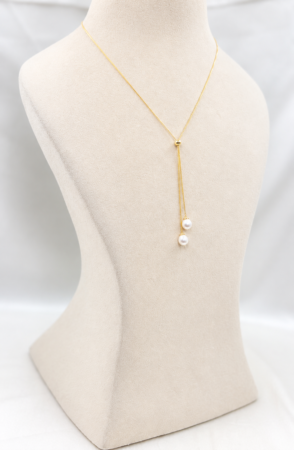 Delicate Gold Lariat Pearl Necklace