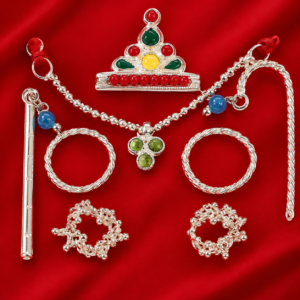 Silver Designer Laddu Gopal Shringar Complete Set