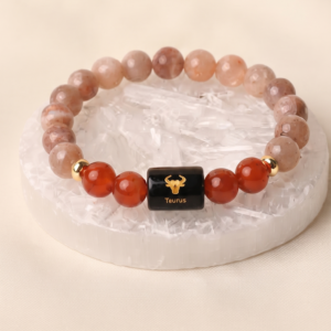 Taurus Zodiac Red & Pink Beaded Bracelet