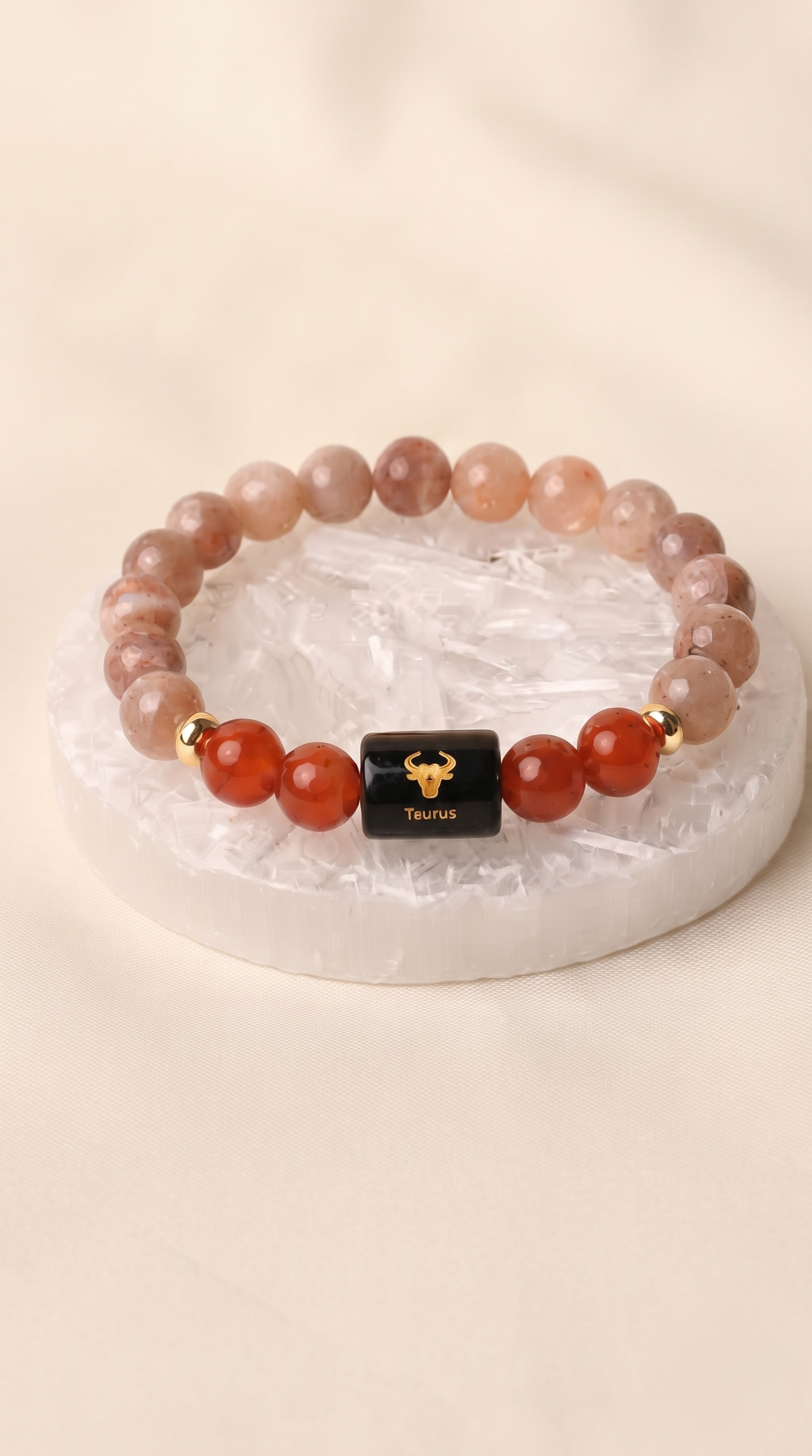 Taurus Zodiac Red & Pink Beaded Bracelet