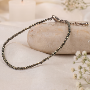 Dainty Faceted Pyrite Stone Anklet