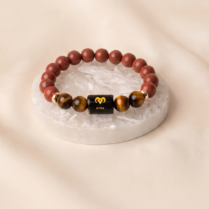 Red Jasper and Tiger's Eye Aries Zodiac Bracelet