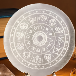 Zodiac Engraved Selenite Charging Plate