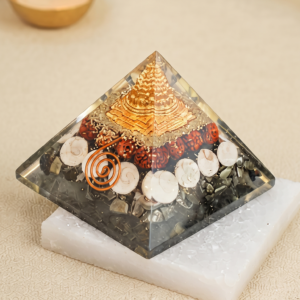 Shri Yantra Orgone Energy Pyramid with Rudraksha