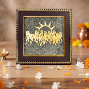 Golden Seven Running Horses Vaastu Wall Art