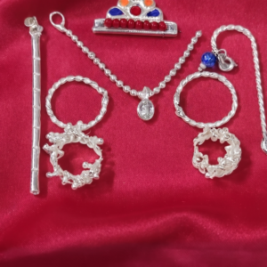 Silver Deity Shringar Set with Solitaire Pendant