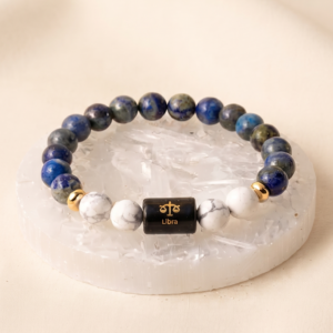 Libra Zodiac Blue & White Beaded Bracelet