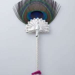 Silver Mor Pankh Designer Chawar Fan