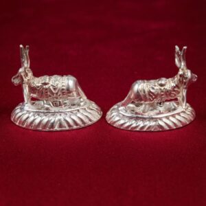 Traditional Silver Plated Cow Pair Figurines