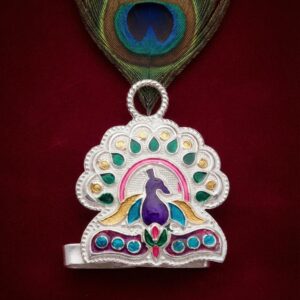 Silver Plated Deity Pagh with Peacock Feather (Mor Pankh)