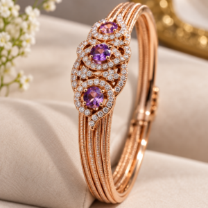 Royal Amethyst Rose Gold Diamond Bangle